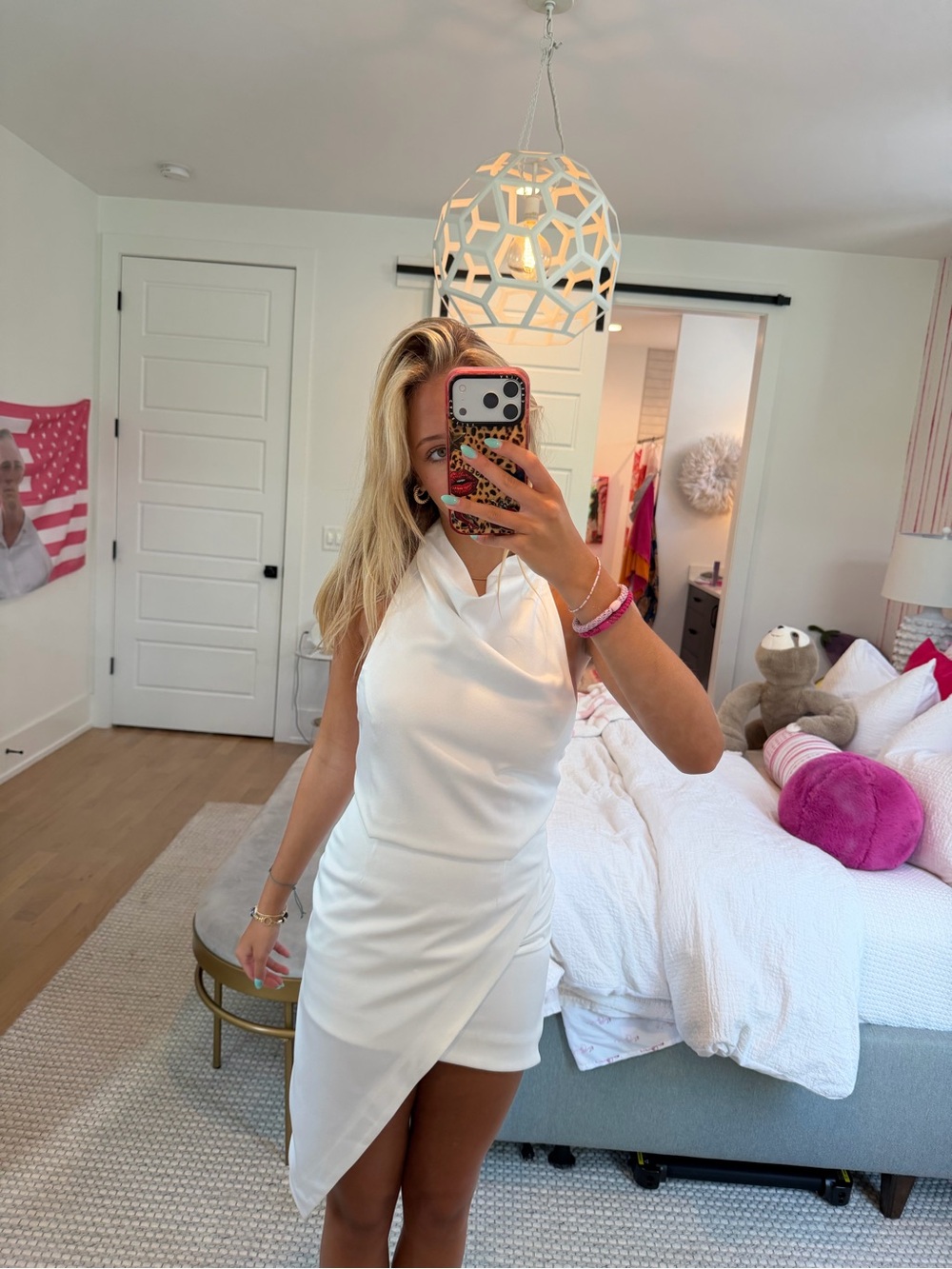 Elliatt White Asymmetric Backless Halter Dress